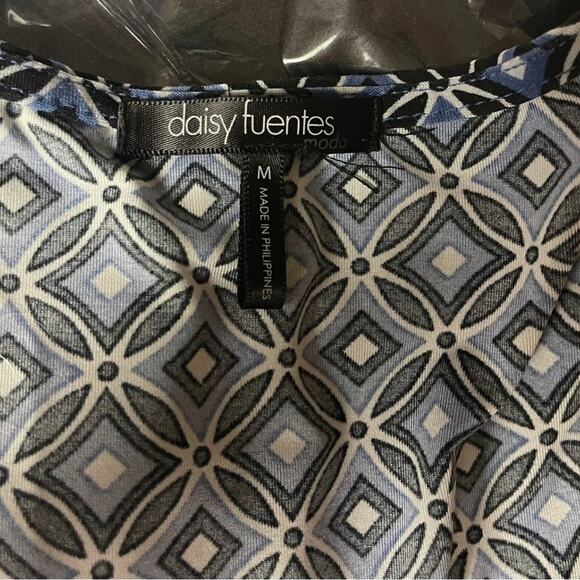 Daisy Fuentes summer empire waist dress lightweight blue white size M - Picture 3 of 3